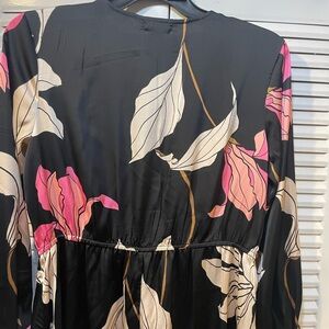 Floral Black Dress with Pink and Cream Accents